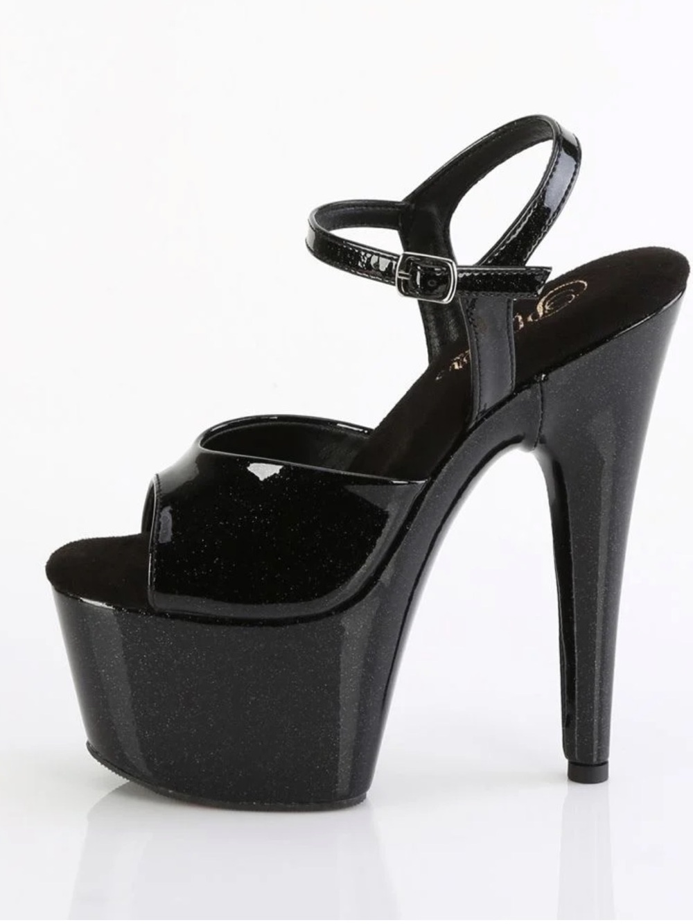 Black Glitter Pleaser Heels